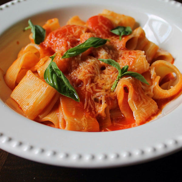 Pasta with Tomato Sauce , basil and parmesan cheese