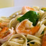 Shrimp, A&A Artichoke Lemon Pesto and Baby Spinach Fettuccine Recipe